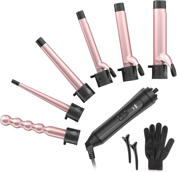 6-in-1 Ceramic Curling Wand Set